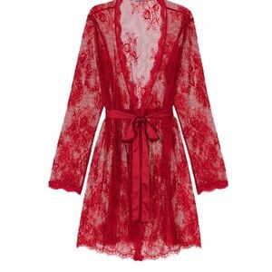 Victoria’s Secret Sexy Lace Red Embroidered Fishnet Robe X-Large. New with tag.
